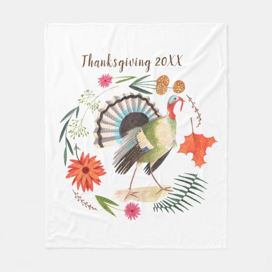 Rustic Elegant Turkey Botanical  Fleecedecke (Vorderseite)