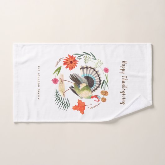 Rustic Elegant Turkey Thanksgiving Botanical  Handtuch (Handtuch)