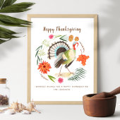 Rustic Elegant Turkey Thanksgiving Botanical Poster