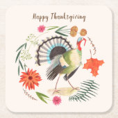 Rustic Elegant Turkey Thanksgiving Botanical  Rechteckiger Pappuntersetzer (Vorderseite)