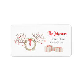 Rustic elegant watercolor Christmas return address Adressaufkleber