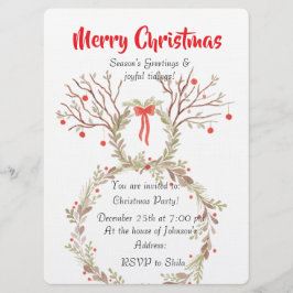 Rustic elegant watercolour Christmas invite cards Einladung