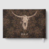 Rustic Elegant Wedding Brown Western Bull Skull Gästebuch (Rückseite)