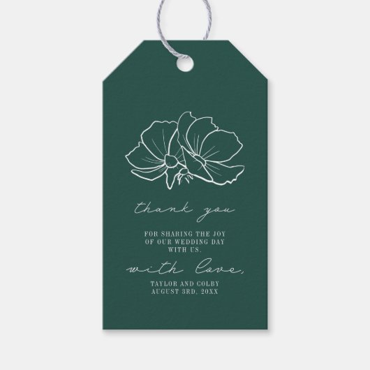 Rustic Emerald Floral Wedding Vielen Dank für Ihr  Geschenkanhänger (Vorderseite)