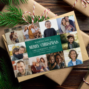 Rustic Emerald Green Christmas 10 Fotos Collage Feiertagskarte