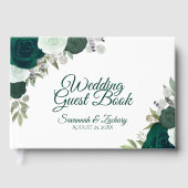 Rustic Emerald Green Elegant Floral Boho Wedding Gästebuch (Vorderseite)