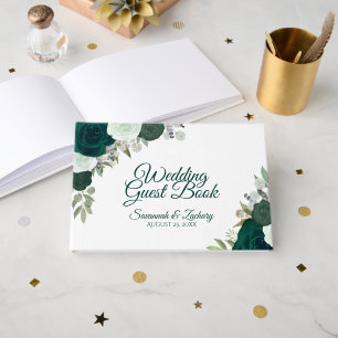 Rustic Emerald Green Elegant Floral Boho Wedding Gästebuch