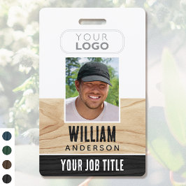Rustic Employee ID Name Foto Woodgrain Black Ausweis