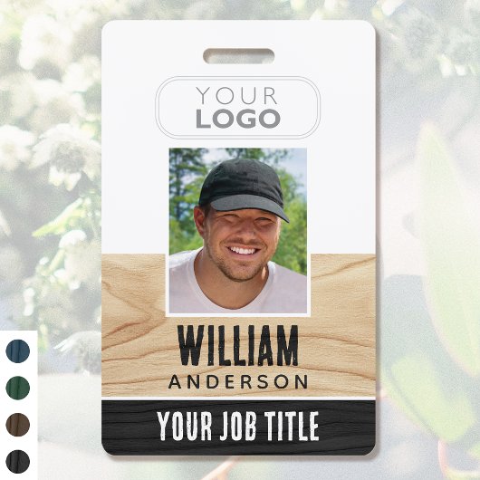 Rustic Employee ID Name Foto Woodgrain Black Ausweis