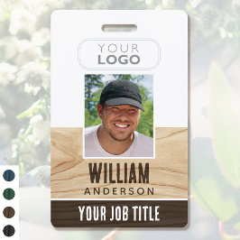 Rustic Employee ID Name Foto Woodgrain Brown Ausweis