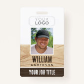 Rustic Employee ID Name Foto Woodgrain Brown Ausweis (Vorderseite)