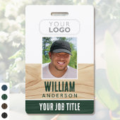 Rustic Employee ID Name Foto Woodgrain Green Ausweis