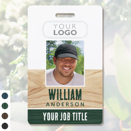 Rustic Employee ID Name Foto Woodgrain Green Ausweis