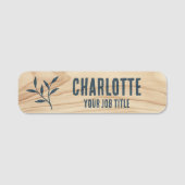 Rustic Employee Name Woodgrain Blue Staff ID Namensschild (Vorderseite)