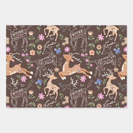 Rustic Enchanted Deer and Botanicals Geschenkpapier Set (Vorderseite 2)