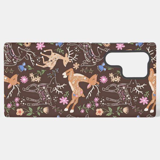 Rustic Enchanted Deer and Botanicals Samsung Galaxy Hülle (Rückseite (Horizontal))