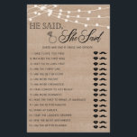 Rustic Er sagte, sie sagte Brautparty-Spiel Flyer<br><div class="desc">Genießen Sie Ihr Brautparty mit diesen einfachen und niedlichen Spielen. Karo unsere Kollektion für mehr Brautparty Spiele im selben Stil. Bitte beachten Sie,  dass diese Spiele nicht bearbeitet werden können.</div>