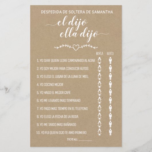 Rustic Er sagte, sie solle zweisprachiges Spiel (Rückseite)