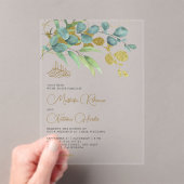 Rustic Eucalyptus Gold Branch Islamic Wedding Acryleinladungen (Insitu (Handheld))