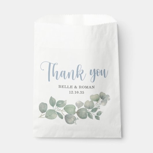 Rustic Eucalyptus Green Wedding Thank You Geschenktütchen (Vorderseite)