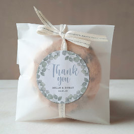 Rustic Eucalyptus Green Wedding Thank You Runder Aufkleber