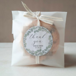 Rustic Eucalyptus Green Wedding Vielen Dank Runder Aufkleber
