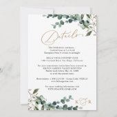 Rustic Eucalyptus Greenery Gold All-in-One Wedding Einladung (Rückseite)