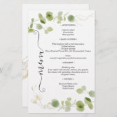 Rustic Eucalyptus Greenery Gold Chic Wedding Menu (Vorne/Hinten)