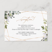 Rustic Eucalyptus Greenery Gold Wedding Reception Begleitkarte (Vorderseite)