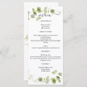 Rustic Eucalyptus Greenery Gold Wedding Reception Menükarte (Vorne/Hinten)