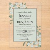 Rustic Eucalyptus & Greenery Stylish Text Wedding Acryleinladungen (Vorderseite)