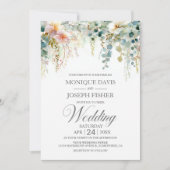 Rustic Eucalyptus Greenery Wedding Einladung (Vorderseite)