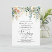 Rustic Eucalyptus Greenery Wedding Einladung (Stehend Vorderseite)