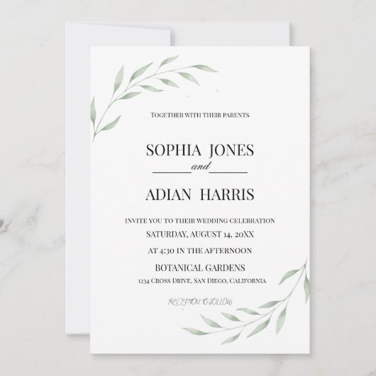Rustic Eucalyptus Greenery Wedding Invitation Einladung (Vorderseite)