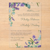 Rustic Eucalyptus Lavender Floral Islamic Wedding Acryleinladungen (Vorderseite)
