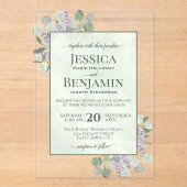 Rustic Eucalyptus & Lavender Stylish Text Wedding Acryleinladungen (Vorderseite)