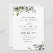 Rustic Eucalyptus Leaves Greenery QR Code Wedding Einladung (Vorderseite)