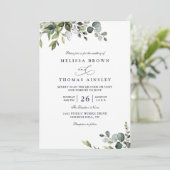 Rustic Eucalyptus Leaves Greenery QR Code Wedding Einladung (Stehend Vorderseite)