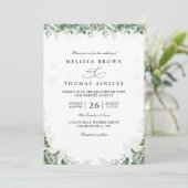 Rustic Eucalyptus Leaves Greenery QR Code Wedding Einladung (Stehend Vorderseite)