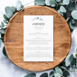 Rustic Eucalyptus Script Wedding Menu<br><div class="desc">Presenting our elegantly understated Wedding Menu, a perfect blend of simplicity and sophistication for your special day. Gracefully adorned at the top with a minimal watercolor eucalyptus branch, symbolizing tranquility and renewal, it sets a serene tone for the meal to come. The heading 'Menu' is artfully inscribed in a chic...</div>
