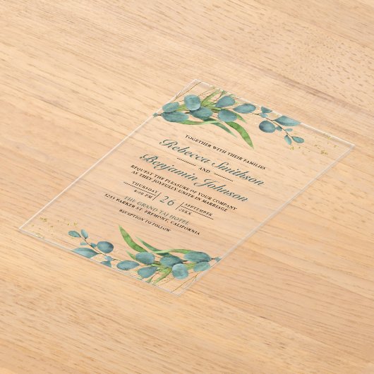 Rustic Eucalyptus Wedding Acryleinladungen (Ablage )