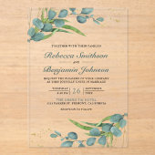 Rustic Eucalyptus Wedding Acryleinladungen (Vorderseite)