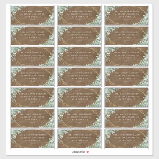 Rustic Eucalyptus Wedding Guest Address Labels (Blatt)