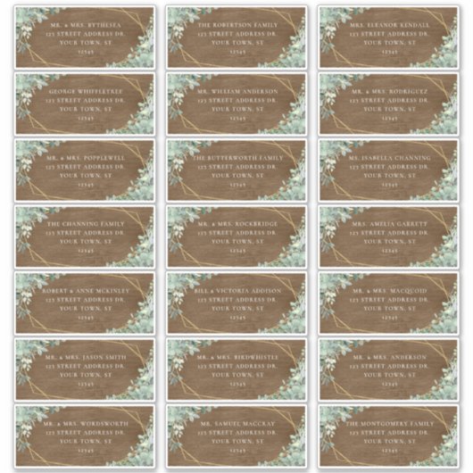 Rustic Eucalyptus Wedding Guest Address Labels (Vorderseite)
