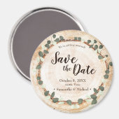 Rustic Eucalyptus Wood Slice wedding magnet (Vorderseite/Rückseite)