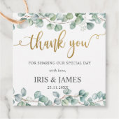 Rustic Eukalyptus Greenery Leafy Wedding Vielen Da Geschenkanhänger (Vorderseite)