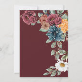 Rustic Fall Autumn Floral Barn sunflower Wedding Einladung (Rückseite)