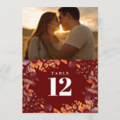 Rustic Fall Autumn Floral Photo Table Number Einladung (Rückseite)