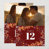 Rustic Fall Autumn Floral Photo Table Number Einladung (Vorne/Hinten)
