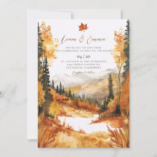 Rustic Fall Autumn Landscape Wedding Invitation Einladung (Vorderseite)